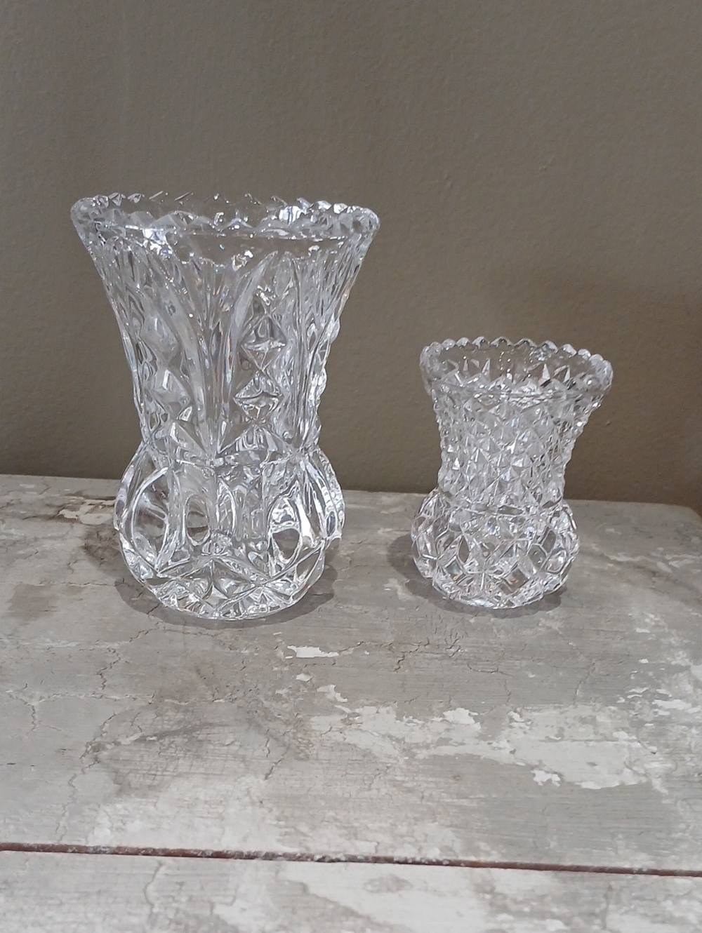 Pair of Vintage Cut Crystal Bud Vases